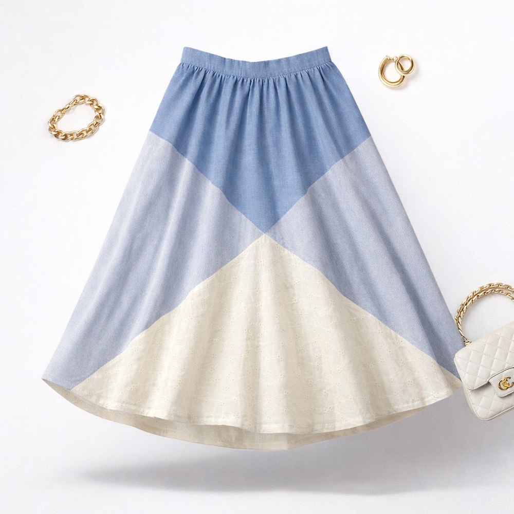 🌼 Vintage 70s Vicky Vaughn Patchwork Prairie Skirt USA Youth 10